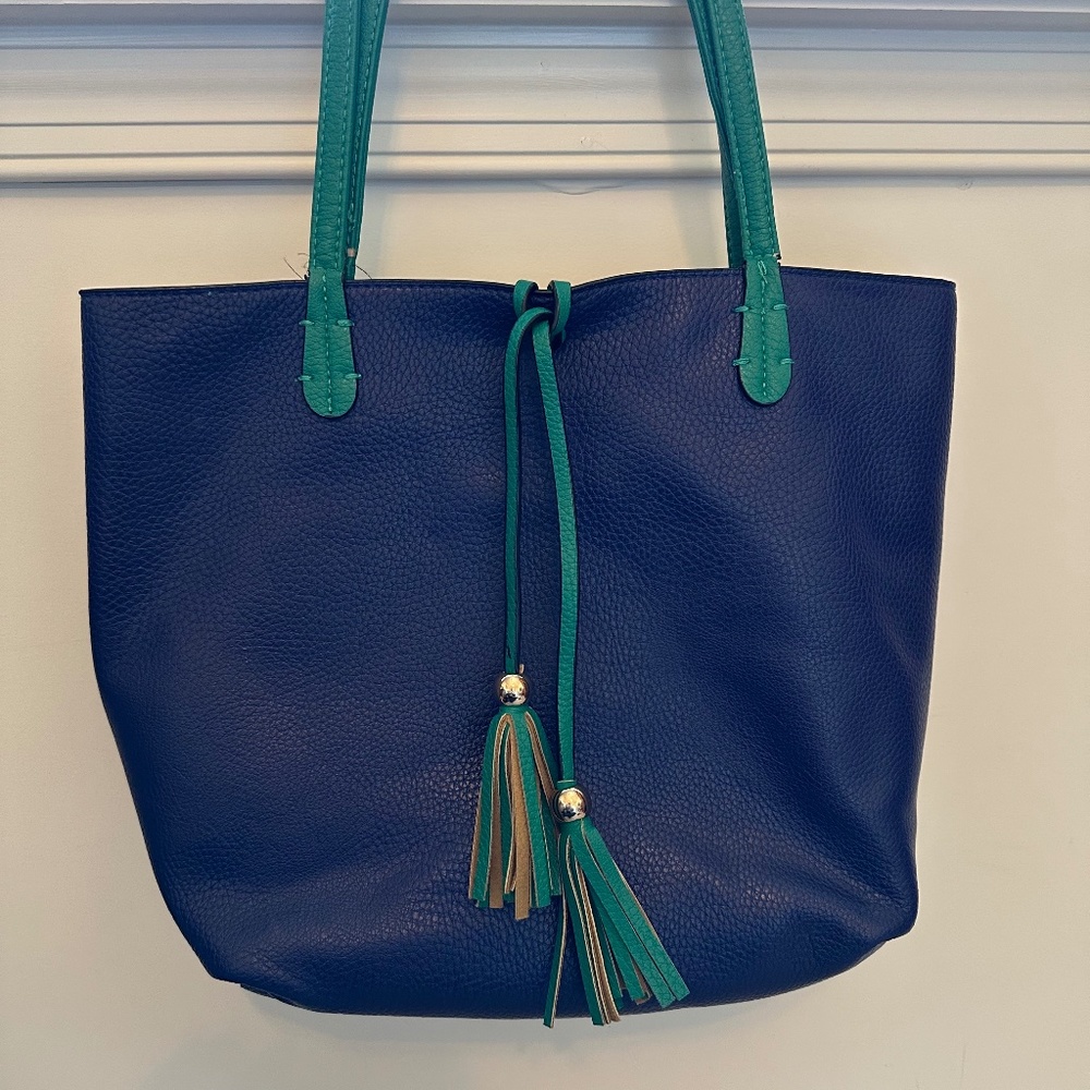 Small Blue and Green Tote 10x13